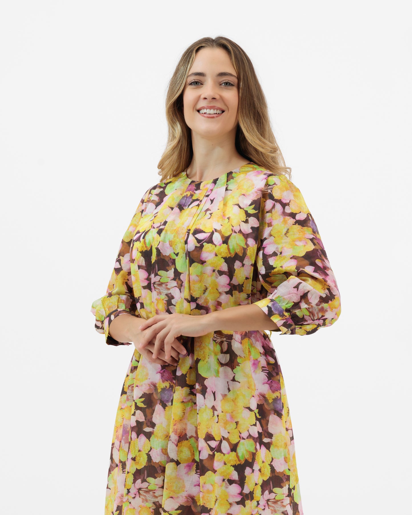 Forsythia - Painterly Floral Midi Dress