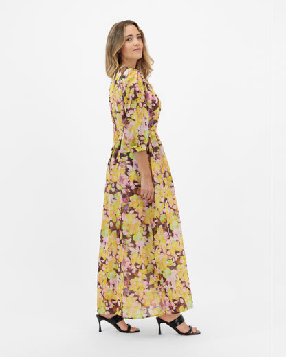 Forsythia - Painterly Floral Midi Dress