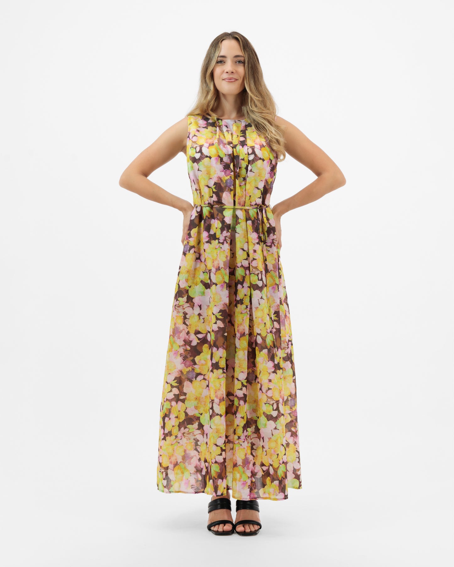 Forsythia - Sleeveless Watercolor Floral Dress