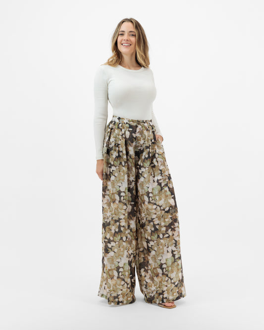 Azalea - Earthy Floral Palazzo Trousers