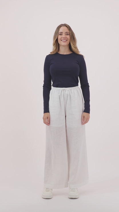 Zuri - White Linen Trousers