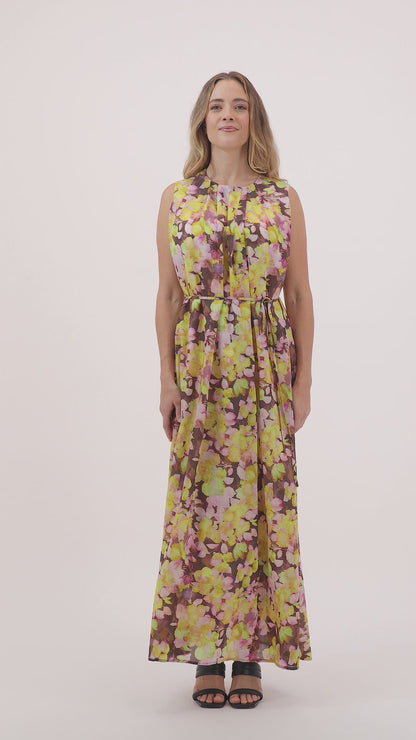 Forsythia - Sleeveless Watercolor Floral Dress