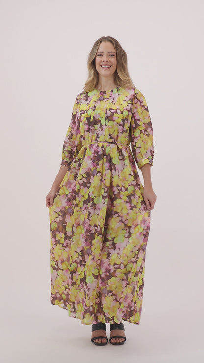 Forsythia - Painterly Floral Midi Dress